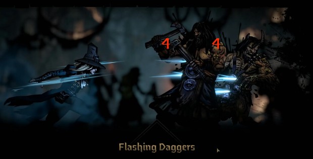 Darkest Dungeon 2 retrospective screenshot of the graverobber's flashing daggers skill