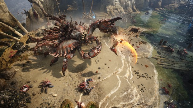Titan Quest 2 screenshot of the always funny giant enemy crab