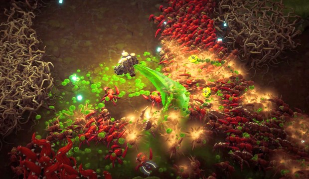 Deep Rock Galactic: Survivor screenshot of the driller spewing gloop at enemies