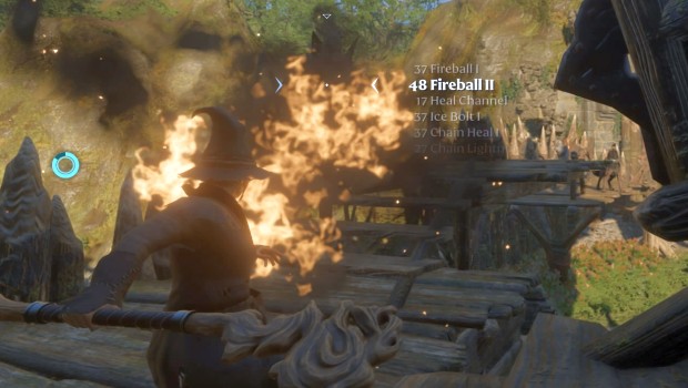 Enshrouded screenshot of a mage blasting with a fireball
