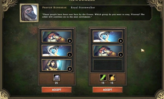 Against the Storm retrospective screenshot of the newcomers arriving to the settlement