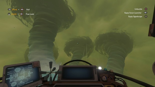 Outer Wilds Seven Year Later Retrospective screenshot of the massive tornadoes in Giant's Deep
