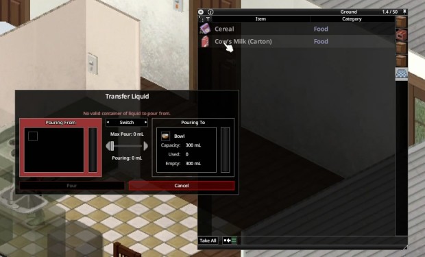 Project Zomboid Build 42 screenshot of the messy crafting system