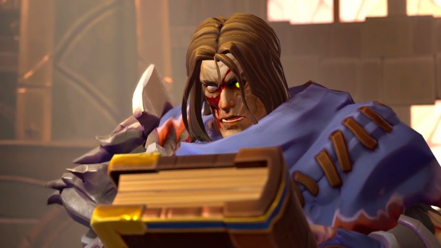 Warcraft 3 Reforged: Forsaken Kingdom screenshot of Garek looking at a book