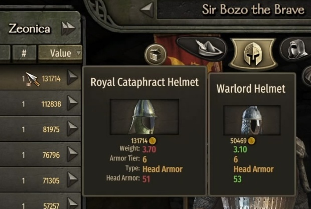 Mount & Blade 2 guide screenshot of some very, very expensive shop items