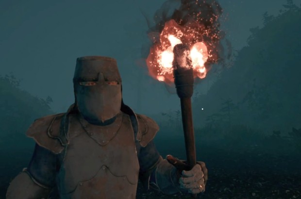 Nested Lands screenshot of a silly character in armor holding a torch