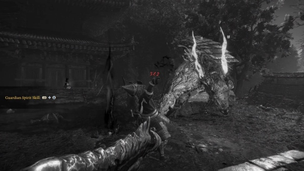 Nioh 3 screenshot of me getting absolutely wrecked by the horse demon from Nioh 2