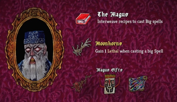 Pluto deckbuilding roguelike screenshot of the playable Magus character