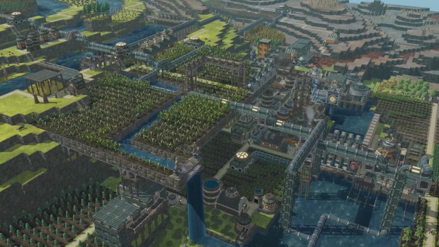 Timberborn review screenshot of some hard-working beavers