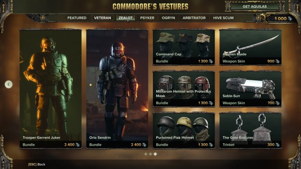 Darktide review/retrospective screenshot of the devilish cash shop