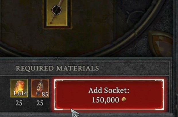 Diablo 4 screenshot of the socketing screen