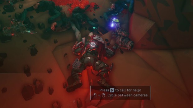 DRG: Rogue Core screenshot of a revive going poorly in multiplayer