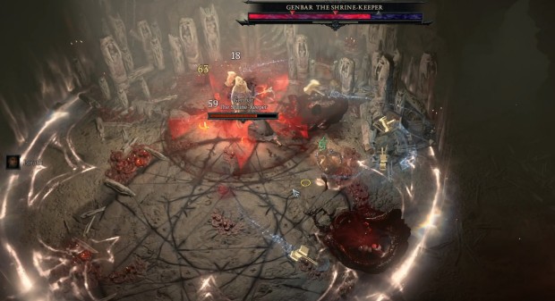 Diablo 4 2026 review screenshot of a cultist lair showing off the game's atmosphere