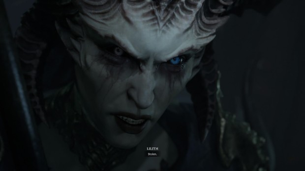 Diablo 4 2026 review screenshot of the main antagonist Lilith looking menacing