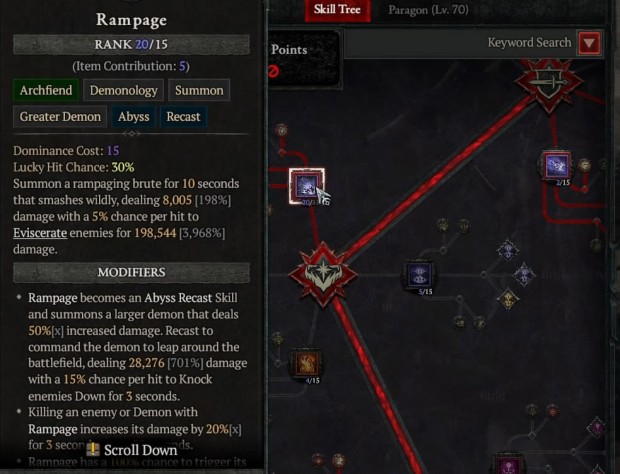 Diablo 4 review 2026 screenshot of how ridiculous you can make your spells in the new system