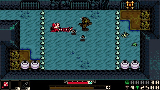 Mina the Hollower screenshot of a boss fight against an ooze monster