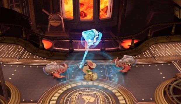Moss: The Forgotten Relic screenshot of a giant ghost hammer