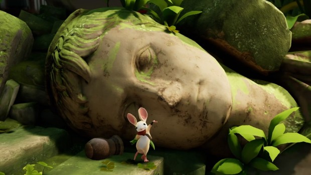 Moss: The Forgotten Relic screenshot of a giant mystery statue