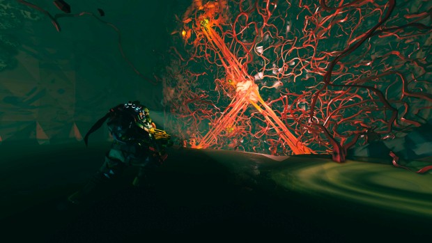 Rogue Core review screenshot of the very weird and alien world