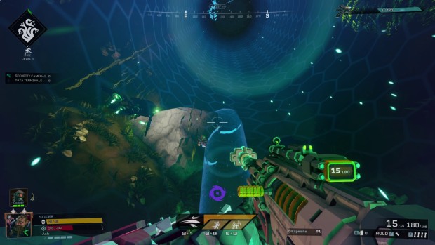 Rogue Core review screenshot of the gravity lift equipment