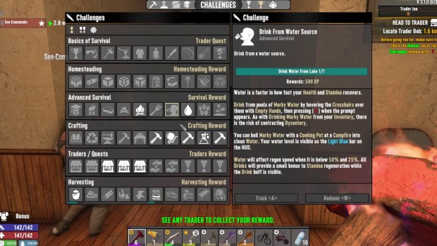 7 Days to Die Retrospective screenshot of the overwhelming challenges menu