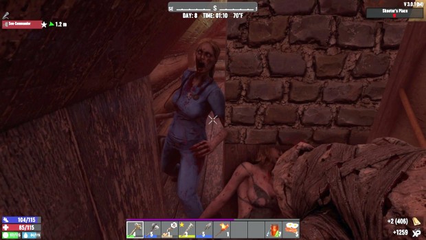 7 Days to Die retrospective screenshot of a blood moon horde