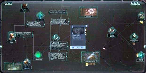 Dark Heresy screenshot of the investigation feature