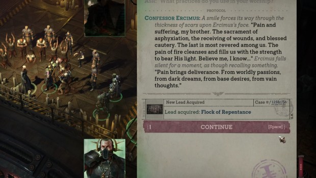 Warhammer 40k: Dark Heresy screenshot of a pain-obsessed Imperial preacher