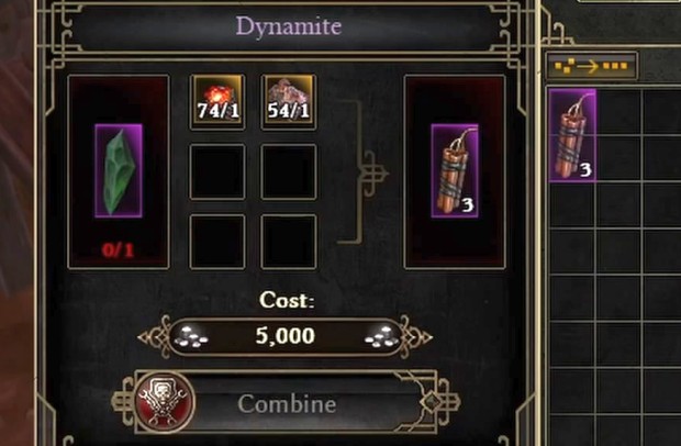 Grim Dawn beginner's guide screenshot of how you can craft dynamite at the blacksmith