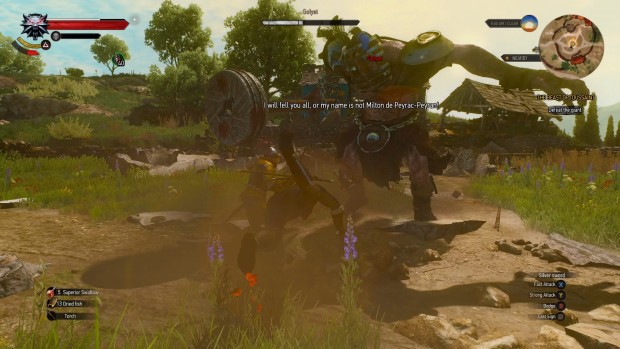 The Witcher 3 retrospective screenshot of Geralt tumbling